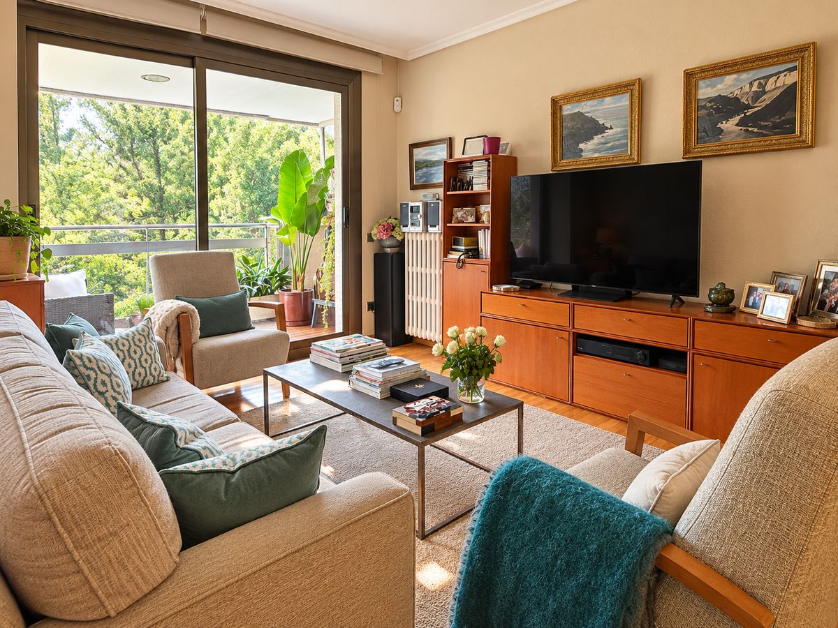 Salón con salida a la terraza · Vivienda con terraza y parking en Vila de Gràcia